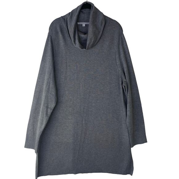 Adrienne Vittadini Steel Heather Gray Cowl Neck Tunic LS Sweater Oversized XXL - Picture 13 of 16